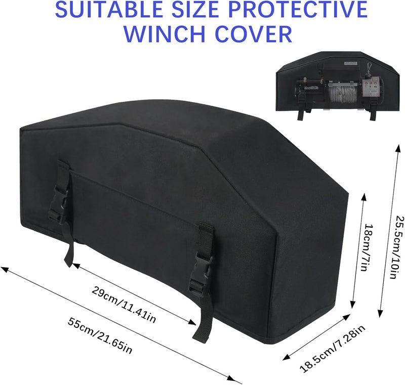 Transni Winch Cover, High Quality Heavy Duty UV-resistant Winch Protective Cover, Indoor/Outdoor Winch Accessories, Weather Resistant Dust Cover for Electric Winches up to 12000Lbs (Black) - Image 2